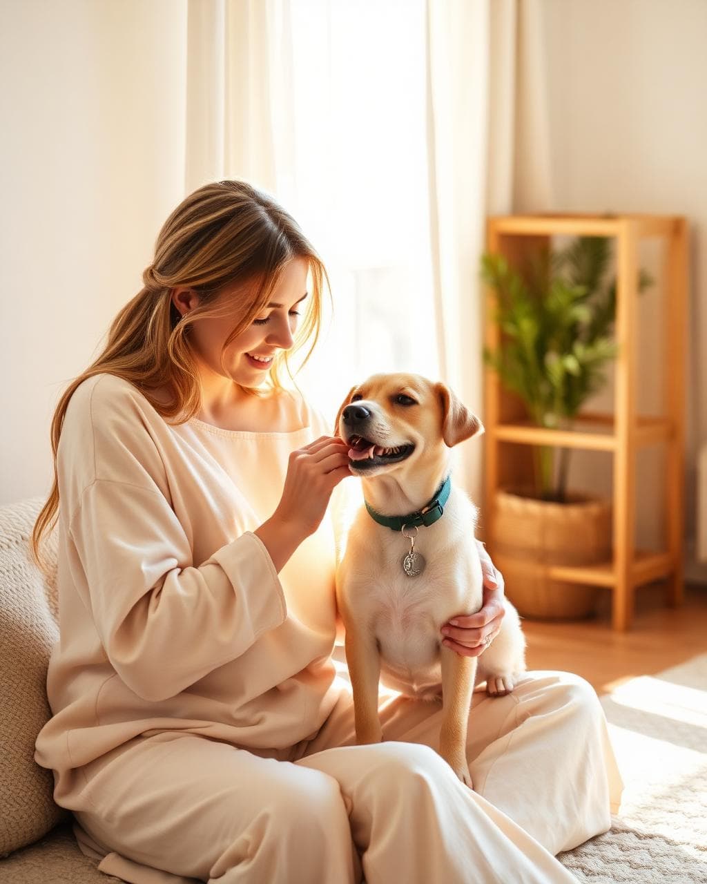The founder with one of the dogs
